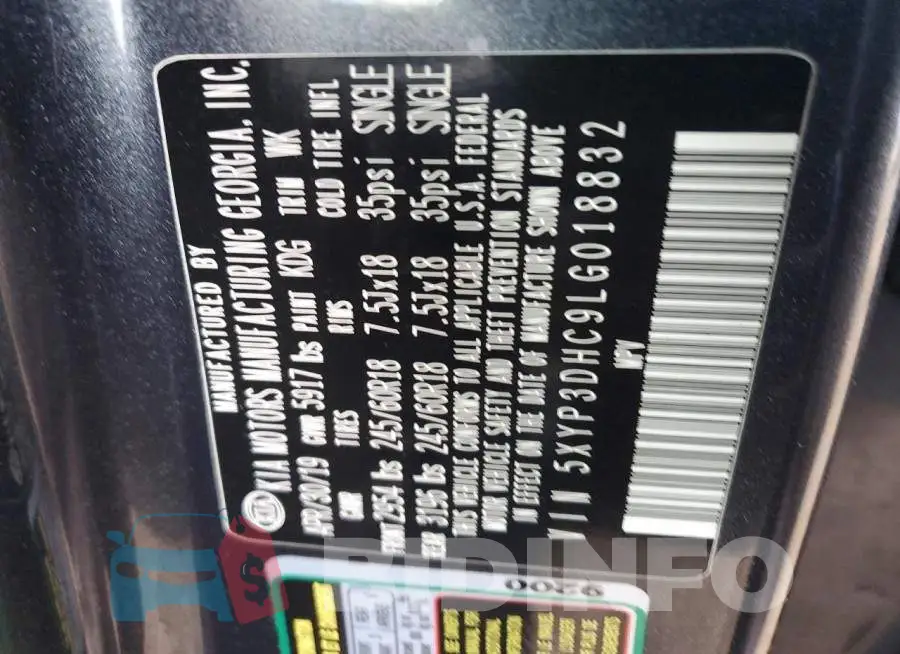 5XYP3DHC9LG018832 Photo# 13
