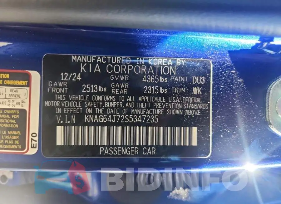 KNAG64J72S5347235 Photo# 12