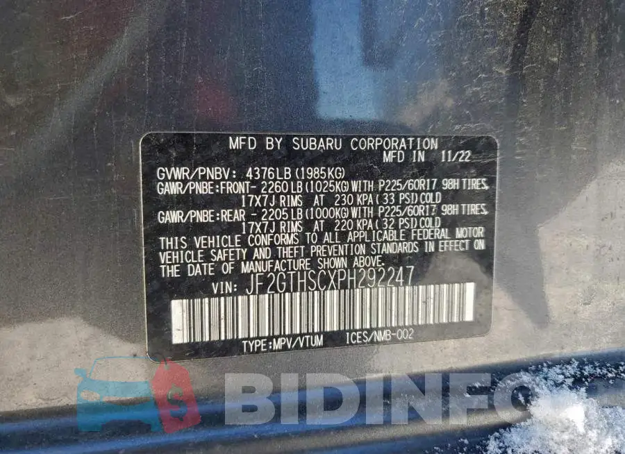 JF2GTHSCXPH292247 Photo# 13