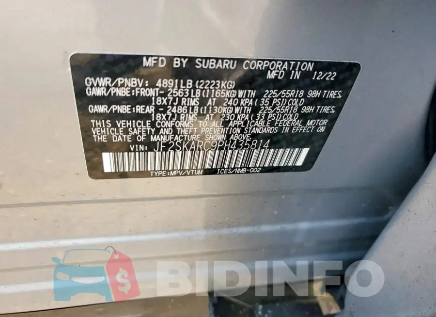 JF2SKARC9PH435814 Photo# 12