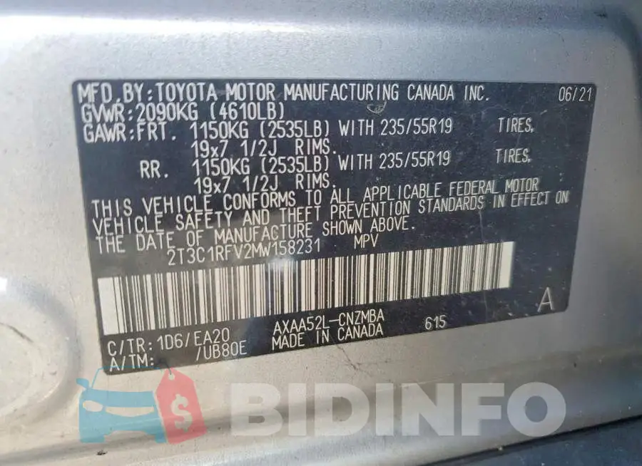 2T3C1RFV2MW158231 Photo# 14