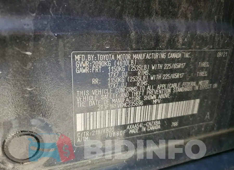 2T3F1RFV6MC235696 Photo# 13
