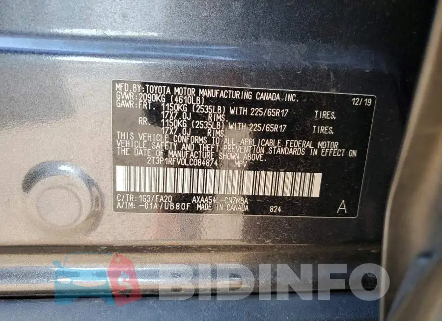 2T3P1RFV0LC084874 Photo# 12