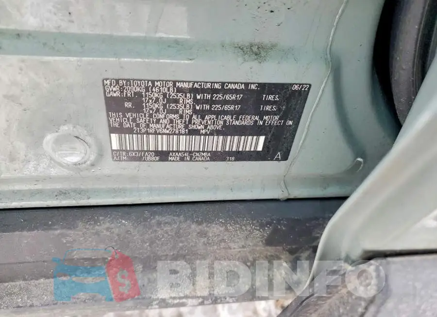 2T3P1RFV6NW278181 Photo# 12