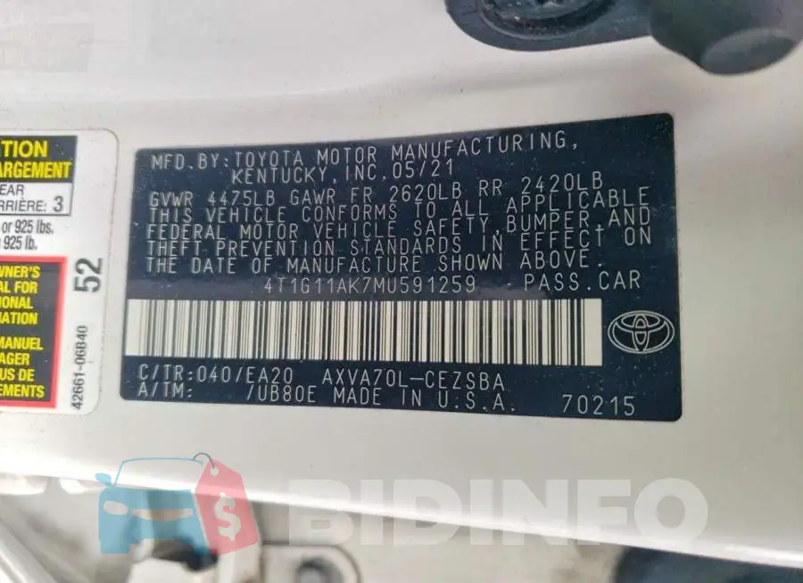 4T1G11AK7MU591259 Photo# 12