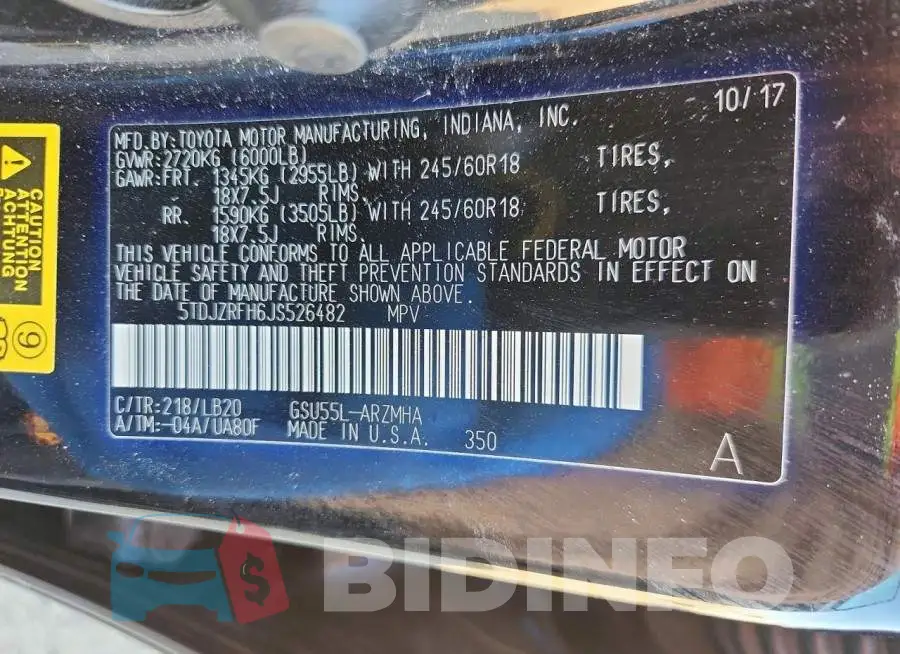5TDJZRFH6JS526482 Photo# 14