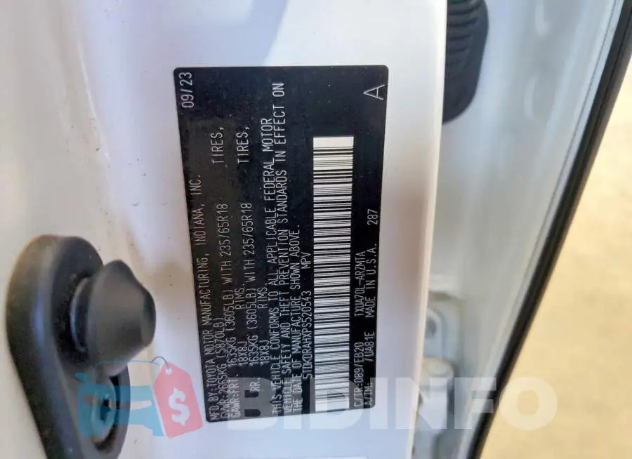5TDKDRAHXPS520543 Photo# 12