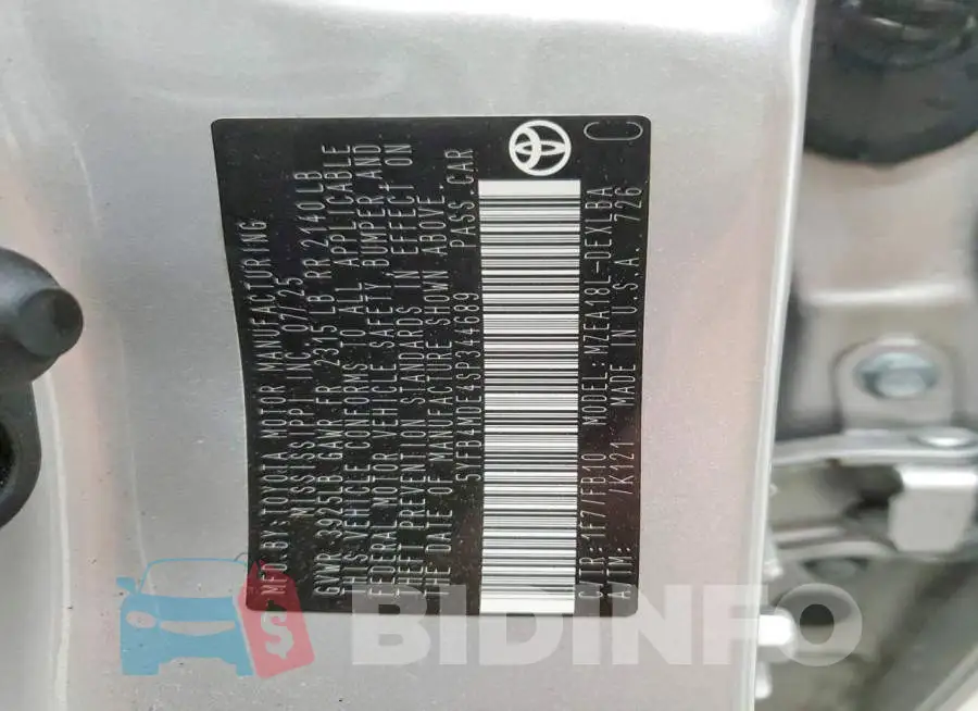 5YFB4MDE4SP344689 Photo# 12