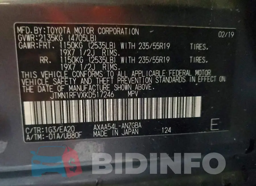 JTMN1RFVXKD517246 Photo# 14