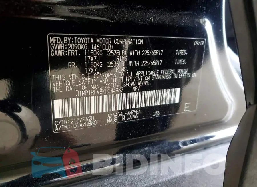 JTMP1RFV8KD044987 Photo# 13