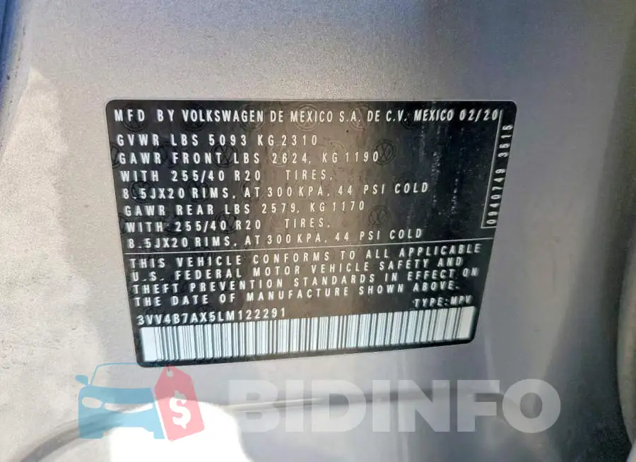 3VV4B7AX5LM122291 Photo# 13