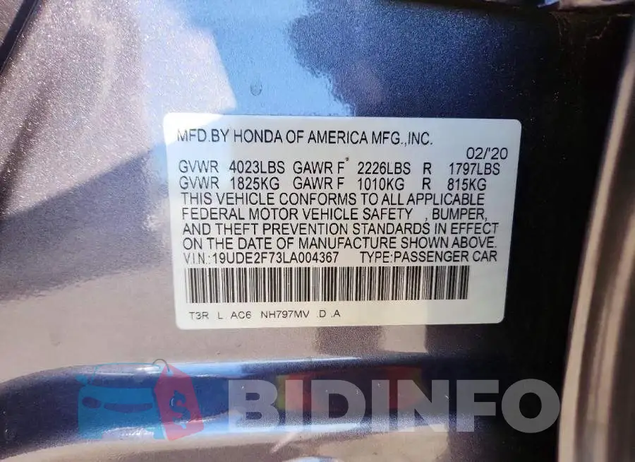 19UDE2F73LA004367 Photo# 13