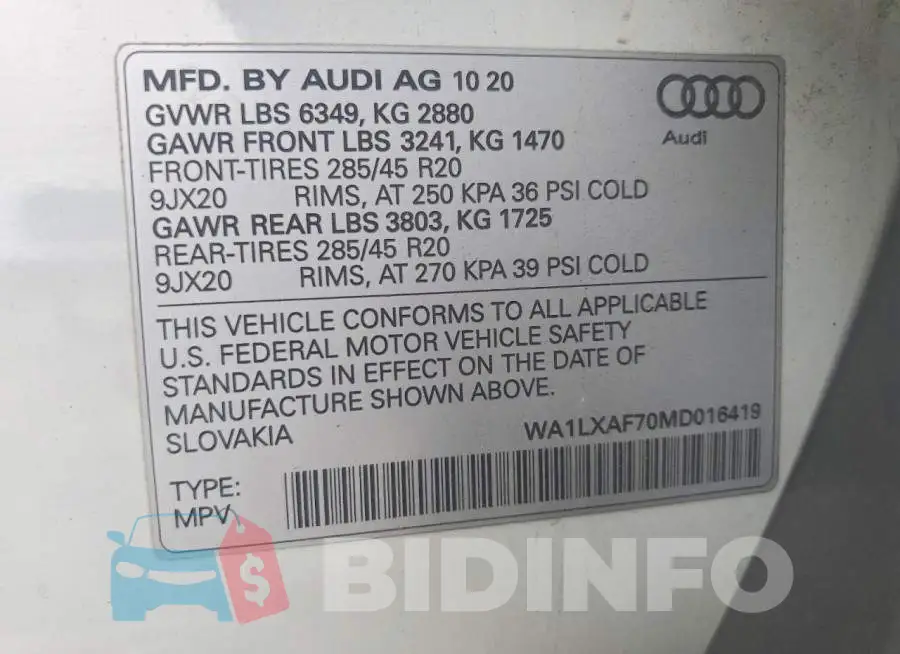 WA1LXAF70MD016419 Photo# 13