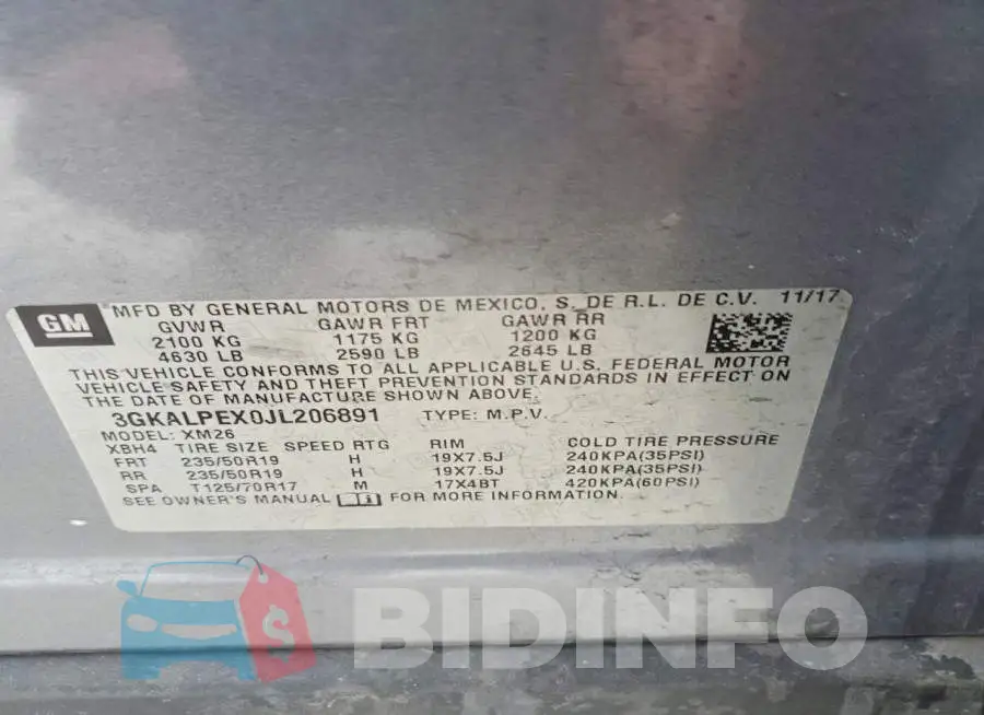 3GKALPEX0JL206891 Photo# 13