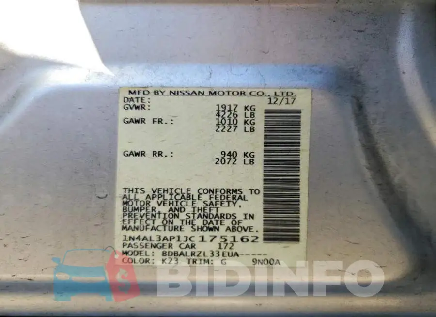1N4AL3AP1JC175162 Photo# 12