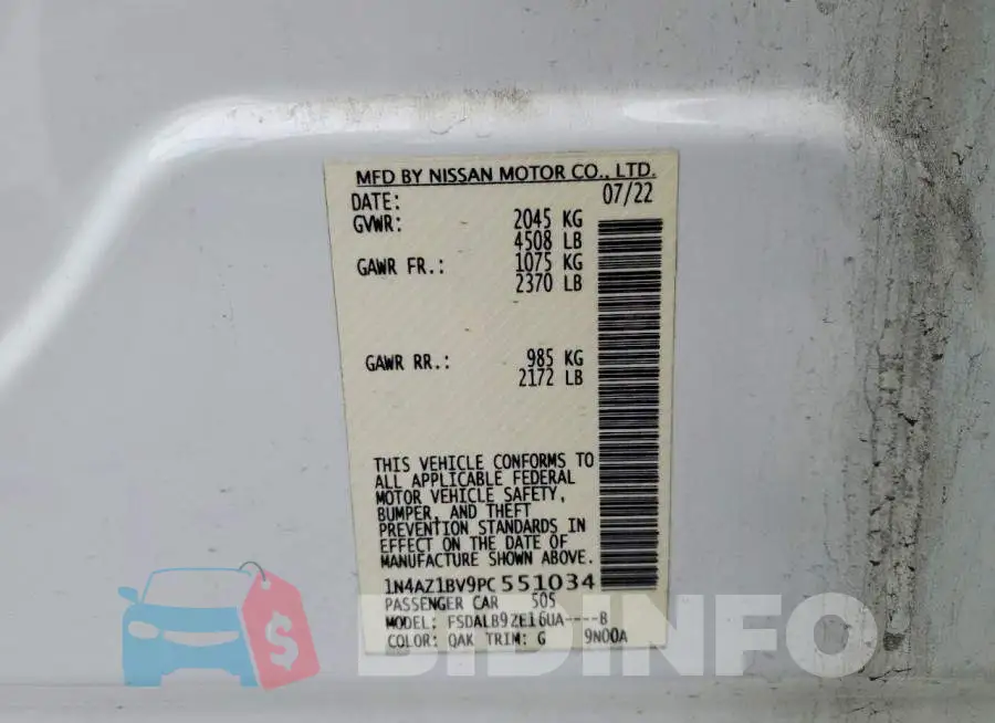 1N4AZ1BV9PC551034 Photo# 12