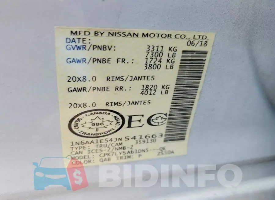 1N6AA1E54JN541663 Photo# 12