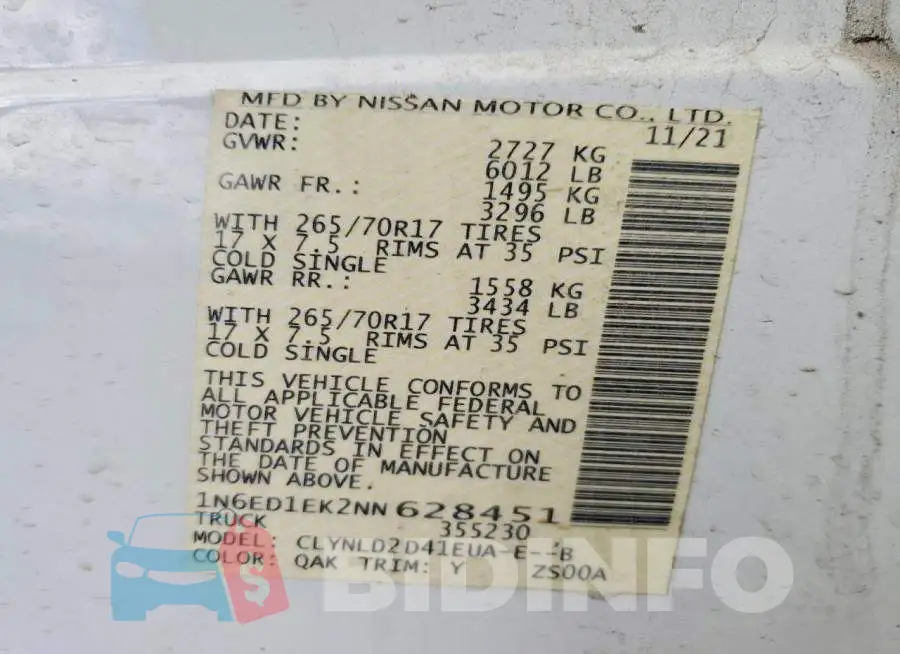 1N6ED1EK2NN628451 Photo# 13