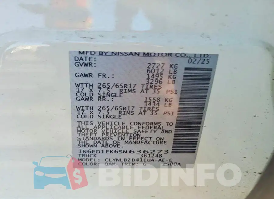 1N6ED1EK6SN636273 Photo# 12