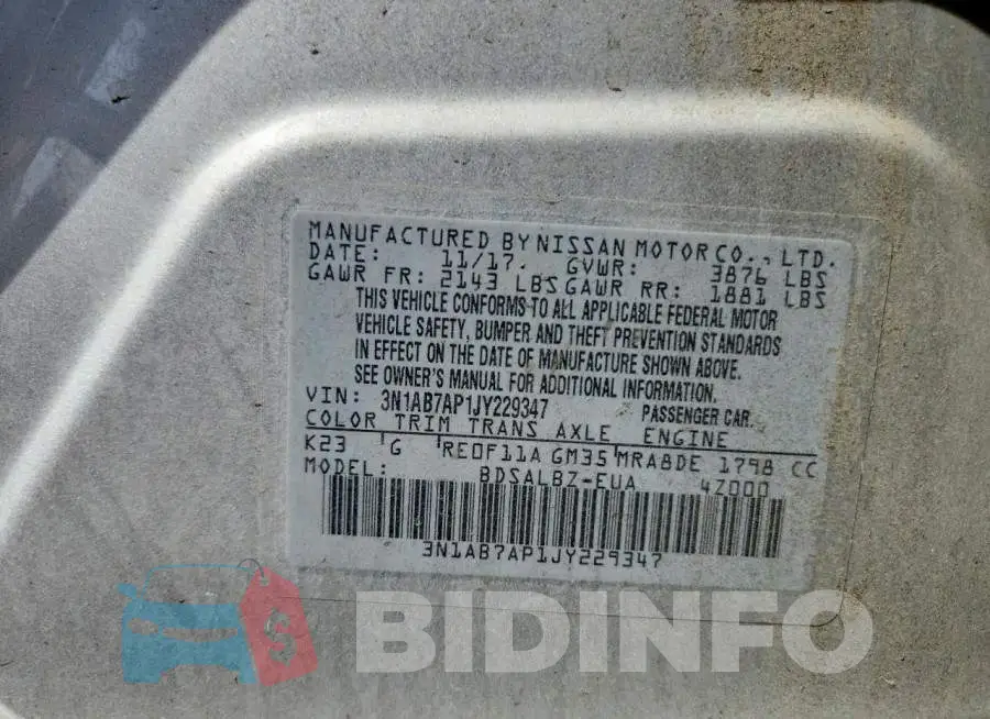 3N1AB7AP1JY229347 Photo# 12