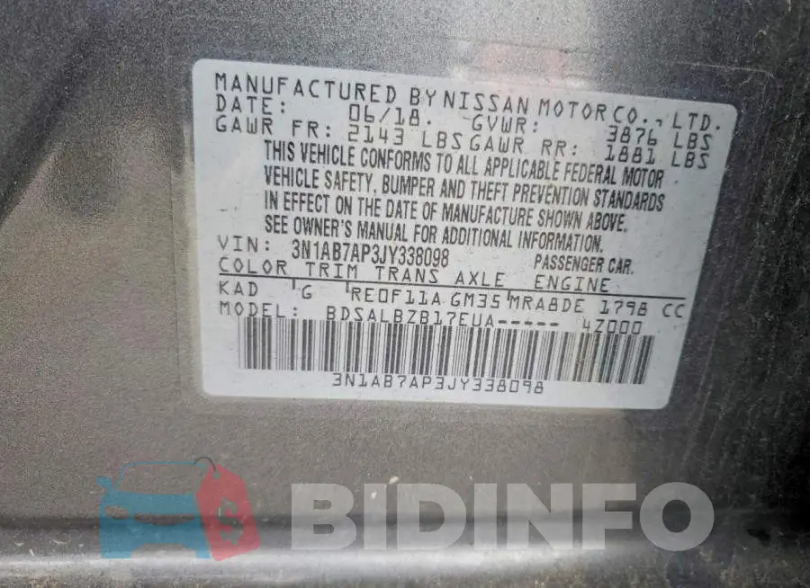 3N1AB7AP3JY338098 Photo# 12