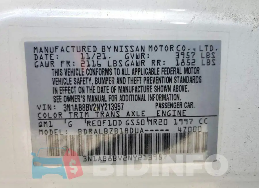 3N1AB8BV2NY213957 Photo# 12
