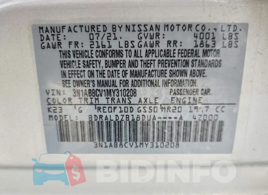 3N1AB8CV1MY310208 Photo# 12