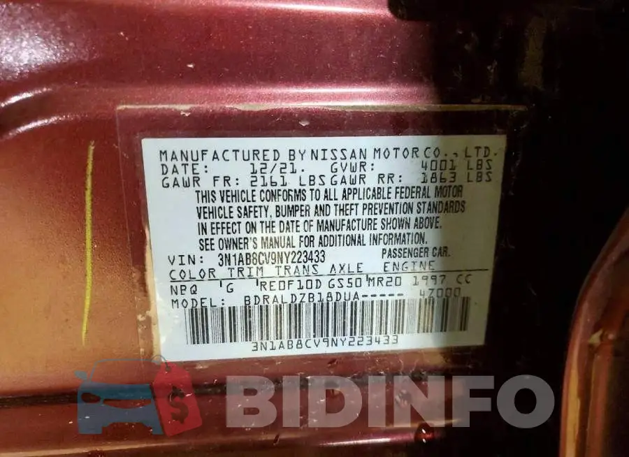 3N1AB8CV9NY223433 Photo# 12