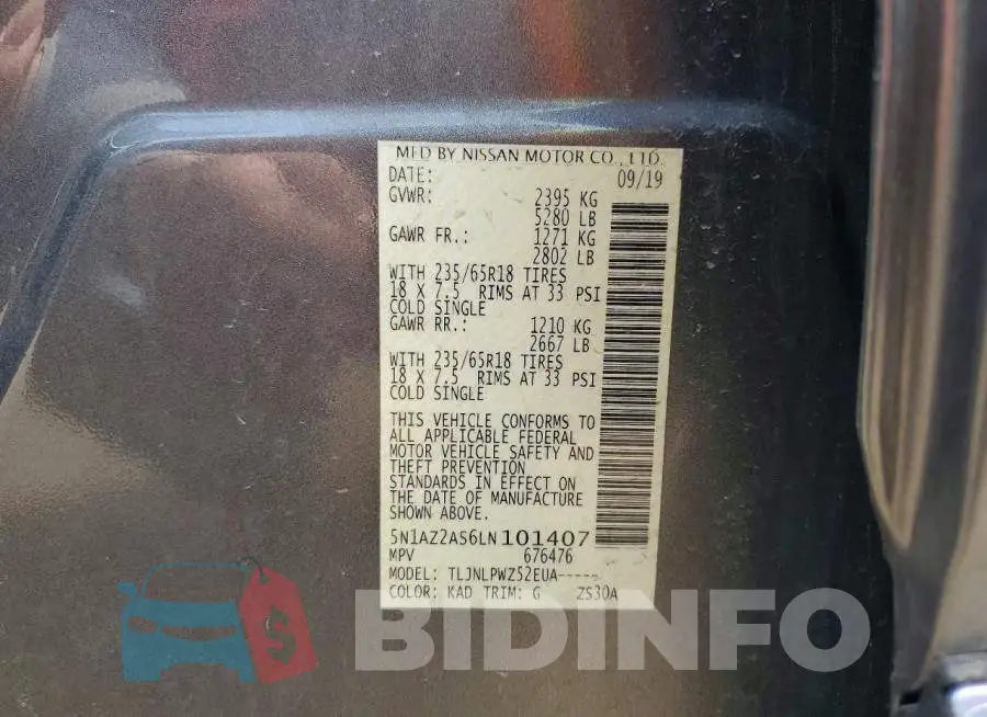 5N1AZ2AS6LN101407 Photo# 13