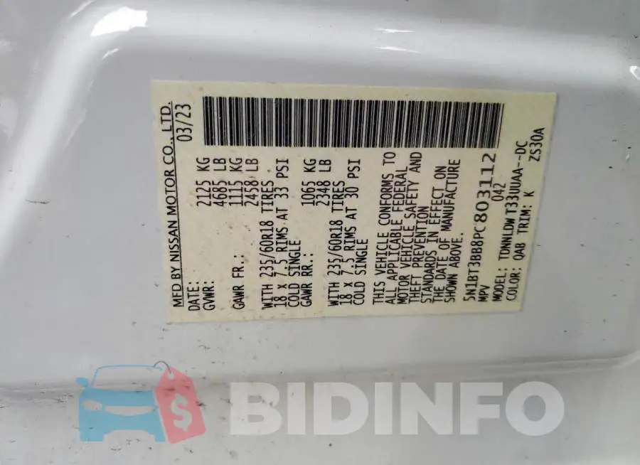 5N1BT3BB8PC803112 Photo# 13