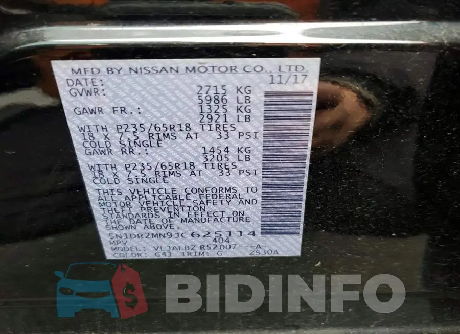 5N1DR2MN9JC625114 Photo# 14