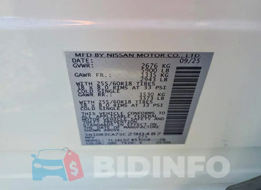 5N1DR3CA7SC290487 Photo# 12