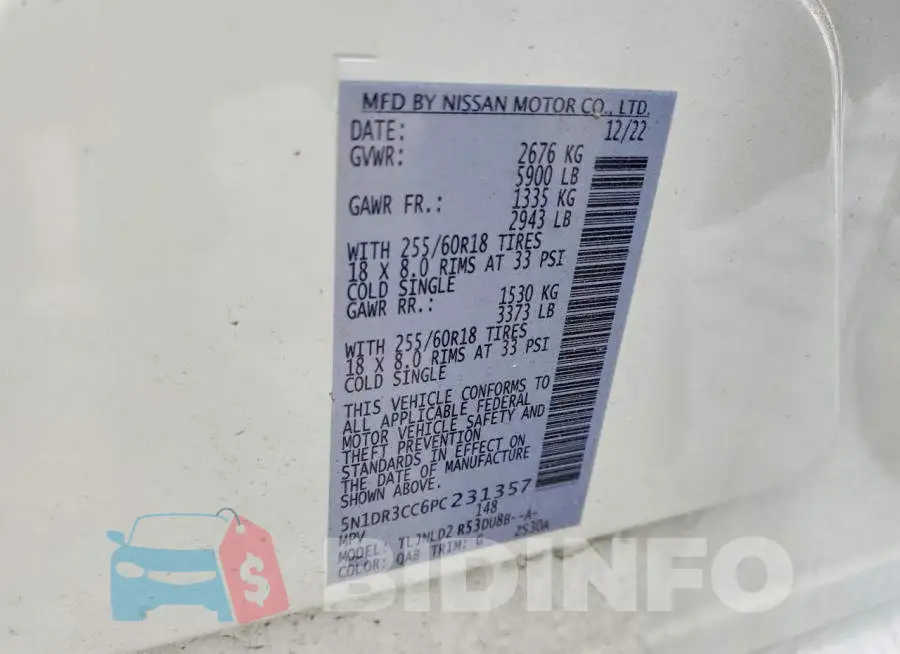 5N1DR3CC6PC231357 Photo# 13