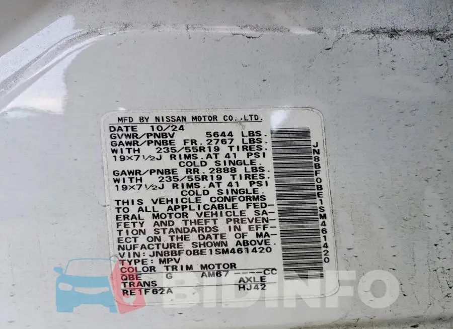 JN8BF0BE1SM461420 Photo# 13