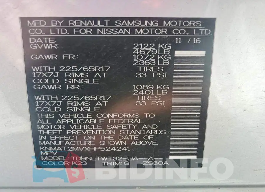KNMAT2MVXHP524241 Photo# 14