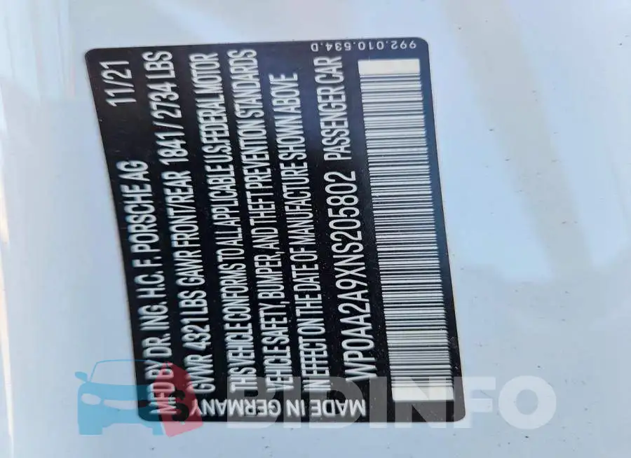 WP0AA2A9XNS205802 Photo# 13