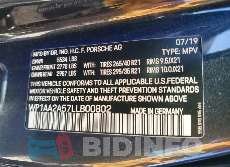 WP1AA2A57LLB00802 Photo# 13