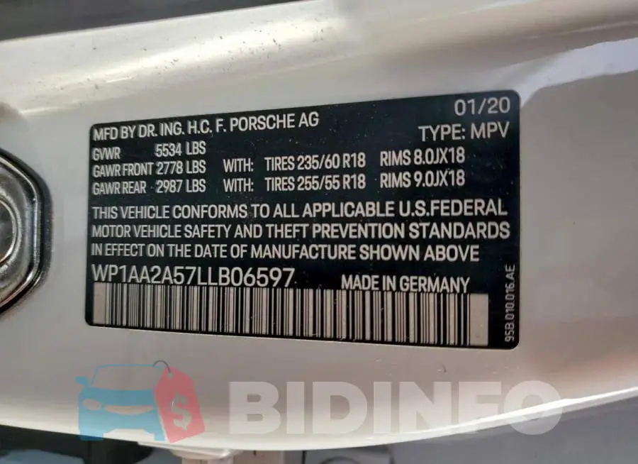 WP1AA2A57LLB06597 Photo# 13