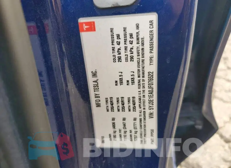 5YJ3E1EA0JF076522 Photo# 12