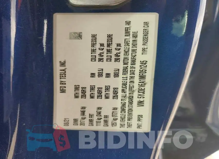 5YJ3E1EA1MF051245 Photo# 12