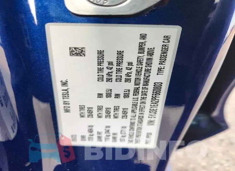 5YJ3E1EA2PF660803 Photo# 12