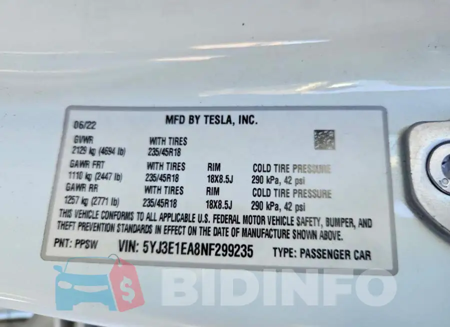 5YJ3E1EA8NF299235 Photo# 12
