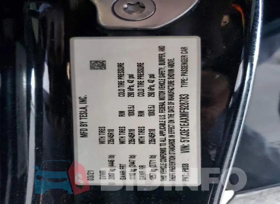5YJ3E1EAXMF928783 Photo# 12
