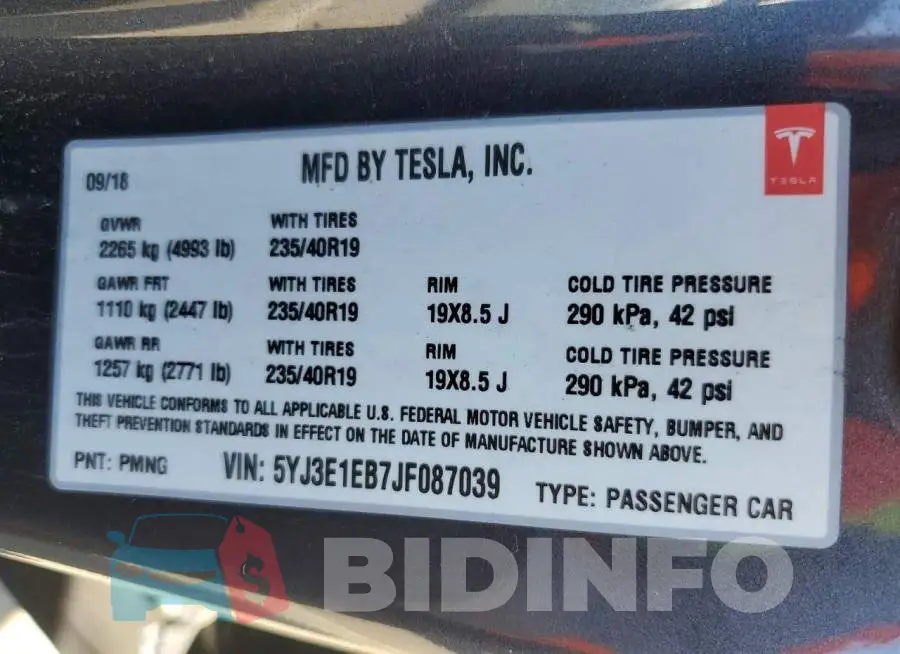 5YJ3E1EB7JF087039 Photo# 12