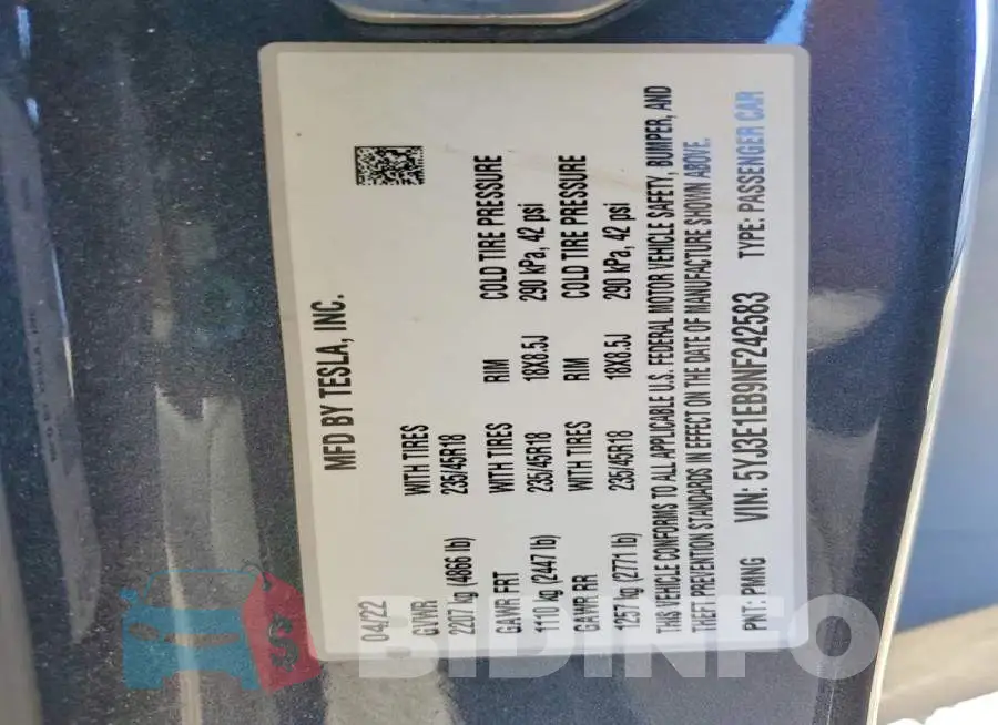 5YJ3E1EB9NF242583 Photo# 12