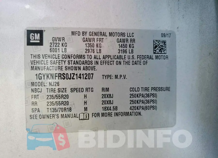 1GYKNFRS0JZ141207 Photo# 13