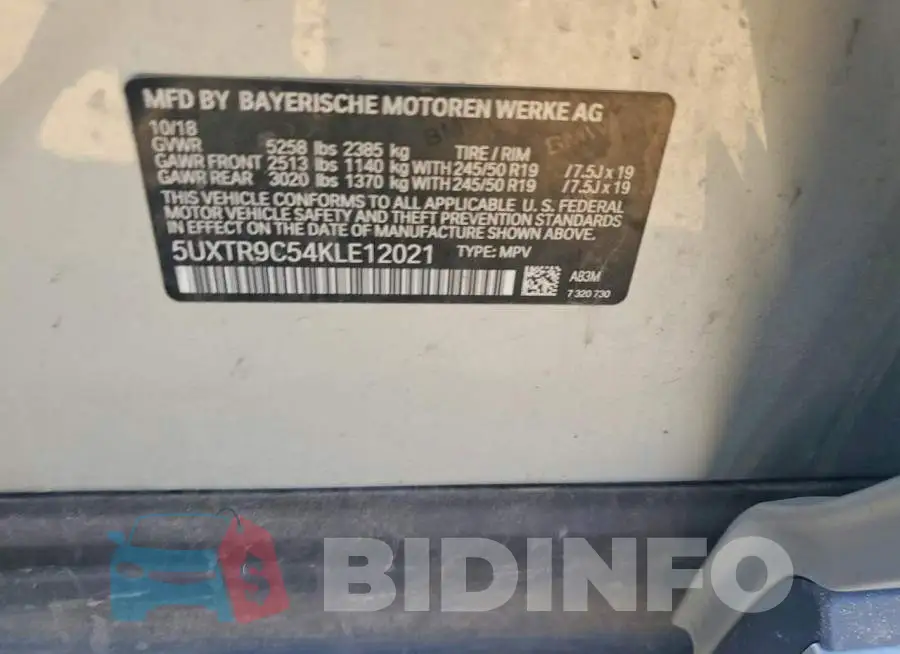 5UXTR9C54KLE12021 Photo# 13