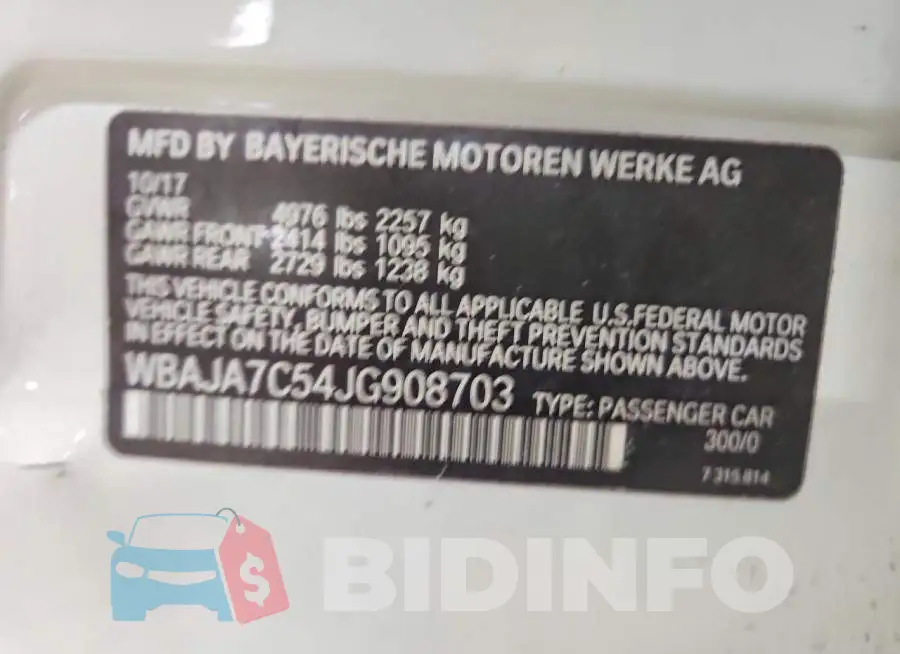 WBAJA7C54JG908703 Photo# 12