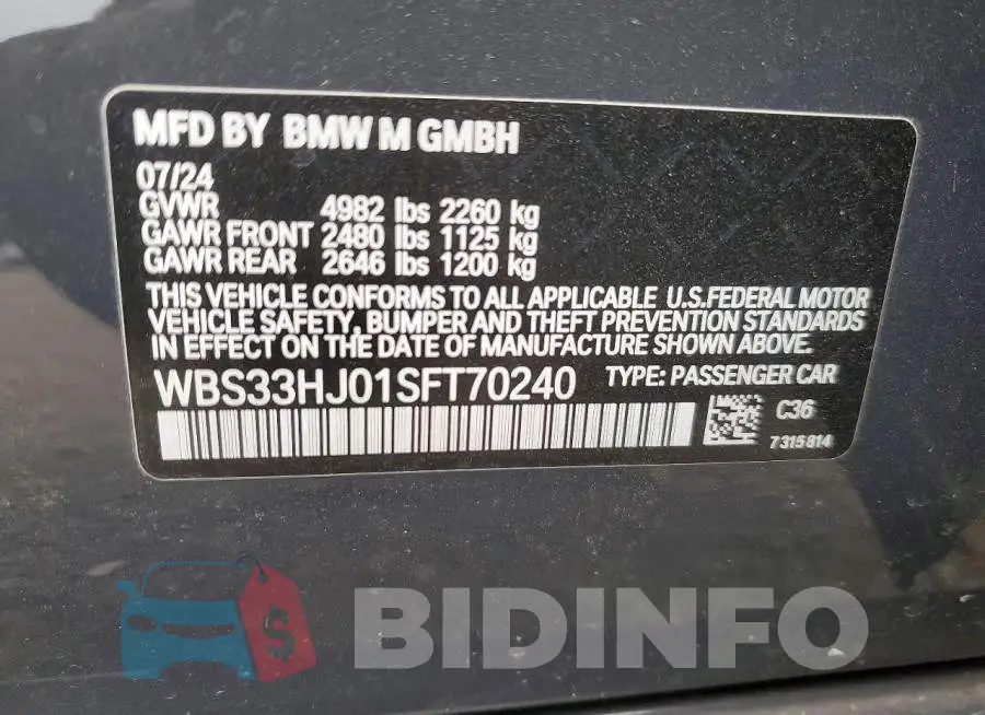 WBS33HJ01SFT70240 Photo# 12