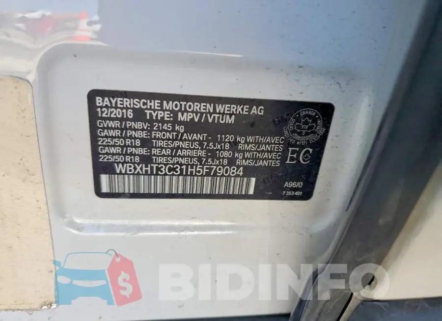 WBXHT3C31H5F79084 Photo# 13